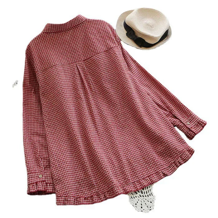 Samantha | Kariertes Oversize-Hemd aus Leinen