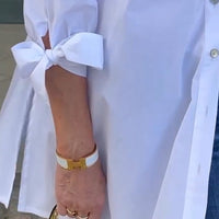 Tesla | Lange Hemdjacke aus Baumwolle für Frauen