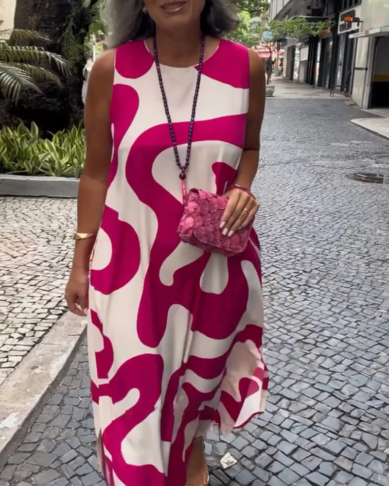 Bertha | Stylisches ärmelloses Kleid mit geometrischem Druck