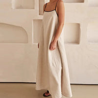 Euna | Zeitloses langes Kleid mit zarten Trägern