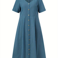 Nelian | Feminines Kleid mit Herzausschnitt und Knöpfen