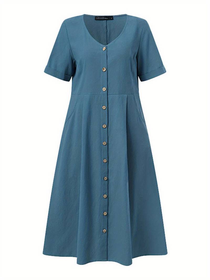 Nelian | Feminines Kleid mit Herzausschnitt und Knöpfen