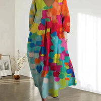 Carmina | Buntes Kleid mit V-Ausschnitt