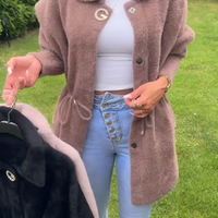 Dhenna | Weitgeschnittene Plüschjacke mit Revers