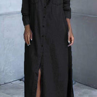 Kathleen | modisches langärmeliges Jeanskleid mit klassischen Revers