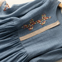 Ambere | Besticktes ethnisches Kleid aus Baumwolle und Leinen