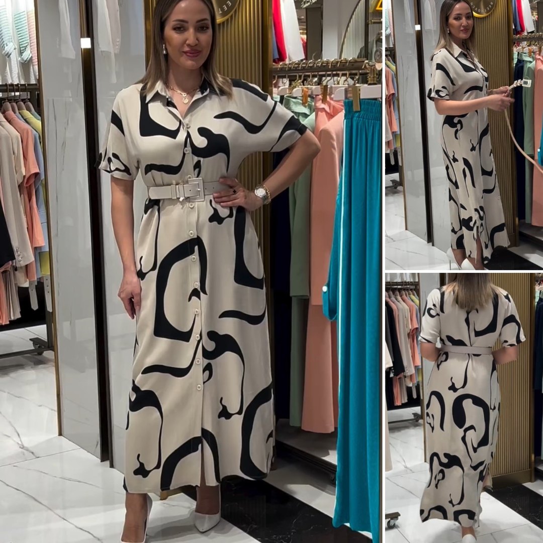 Miras | Gemustertes Kleid mit Taillenbetonung