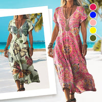 Sukie | Kurzärmeliges Maxikleid im Boho-Stil