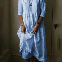 Harmoni | zeitloses Leinen-Kleid mit klassischem Rundhals