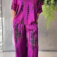 Kirsten | stilvoller Satin-Freizeitanzug mit rundem Ausschnitt für Damen