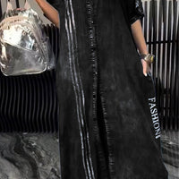 Rosia | Lässiges Maxi-Hemdkleid aus Denim mit Textdetails