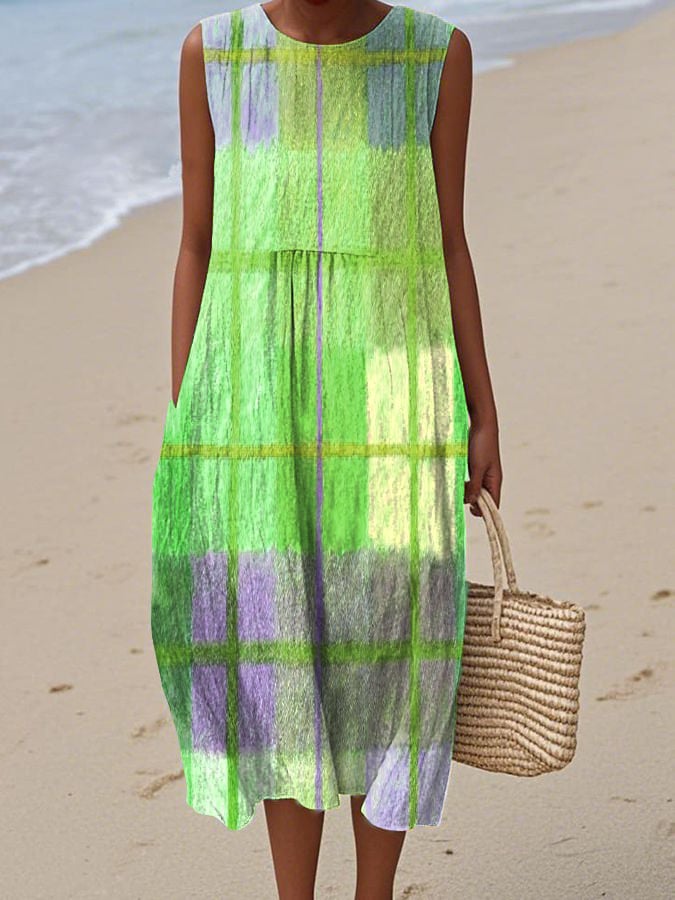 Gela | Ärmelloses Kleid mit Karomuster