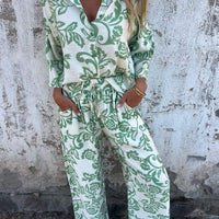 Zayene | Lässiges Damen-Set mit Knopfleiste-Hemd und weitem Bein