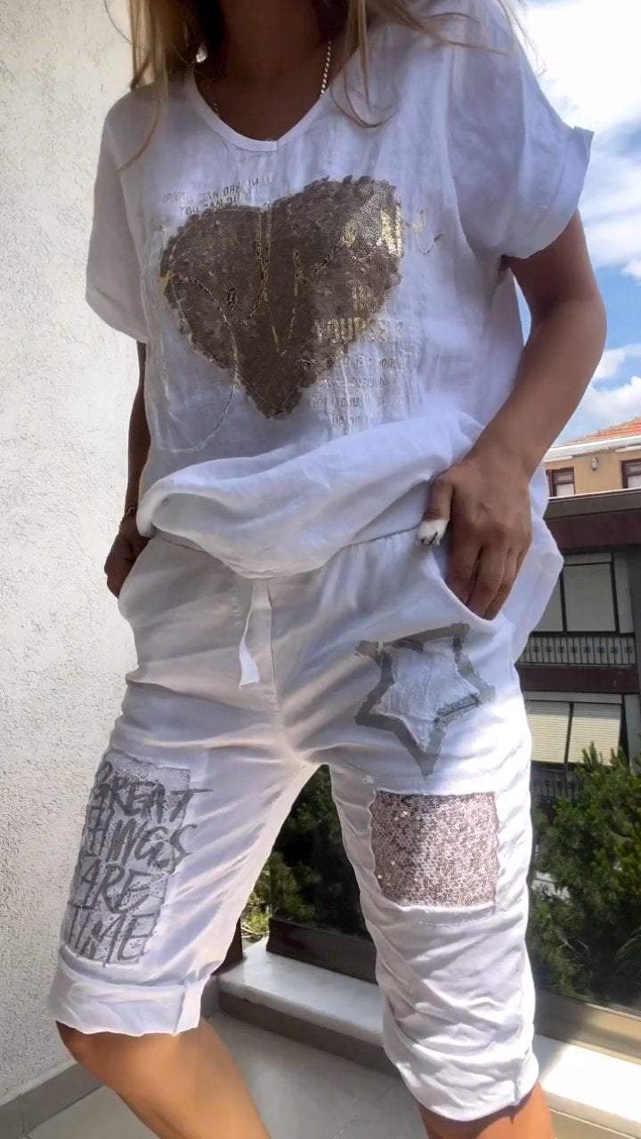 Mirabelle | Elegantes Zweiteiler-Set mit Goldprägung