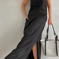 Qincy | Spaghetti-Träger Kleid mit 3D-Blume