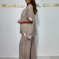 Lenie | Baumwoll-Leinen Anzug mit V-Ausschnitt