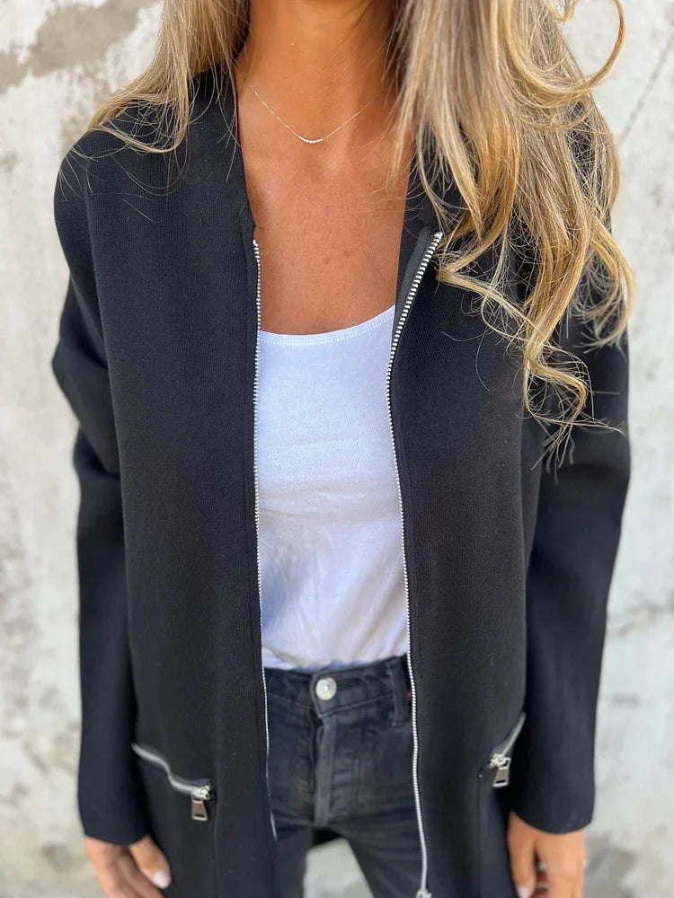 Ida | Rundhals-Reißverschluss Langarm Freizeitjacke