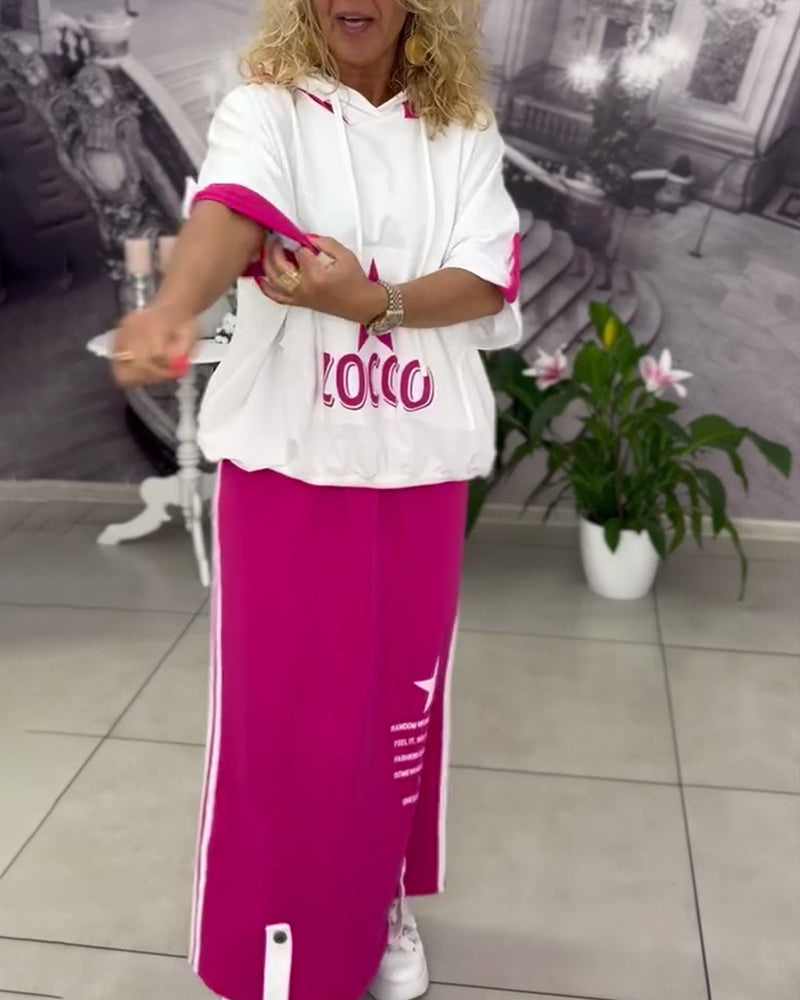 Hasela | Set mit Kapuze Kordelzug bedruckter Rock