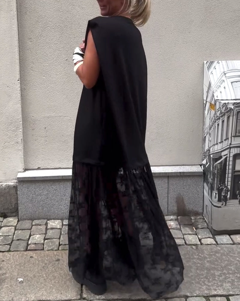 Milani | Patchwork Kleid, ärmellos & aus Mesh