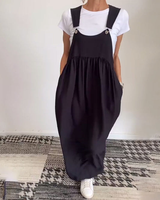 Molly | Lässiges einfarbiges Kleid mit Hosenträgern