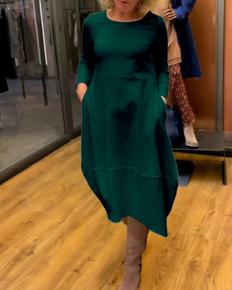 Sylvia | Langes Unifarbenes Strickkleid