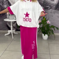 Hasela | Set mit Kapuze Kordelzug bedruckter Rock