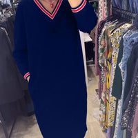 Elisa | Elegantes V-Ausschnitt-Kleid mit Taschen