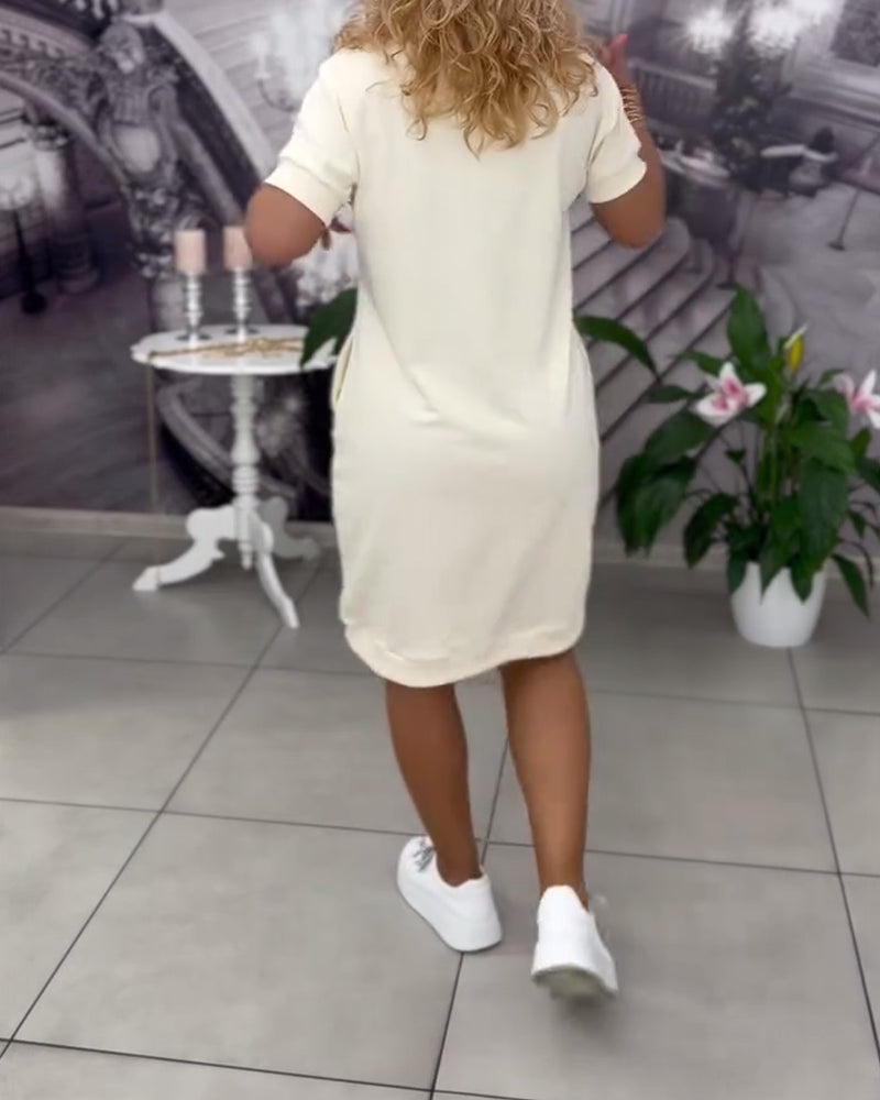 Amarna | Kleid Mode V-Ausschnitt kurze Ärmel