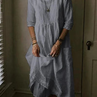 Harmoni | zeitloses Leinen-Kleid mit klassischem Rundhals