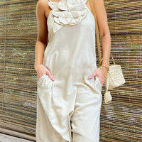 Qincy | Spaghetti-Träger Kleid mit 3D-Blume