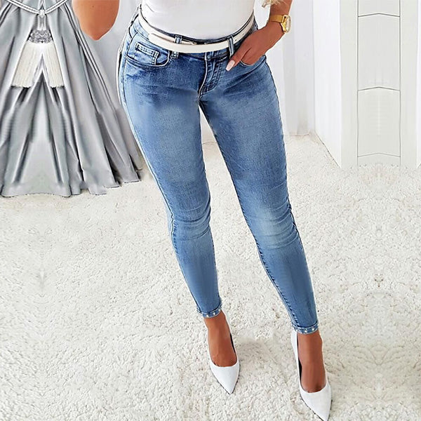 Presy | Damen Fit Denim-Hose mit Glitzer am hinteren Saum