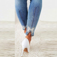 Presy | Damen Fit Denim-Hose mit Glitzer am hinteren Saum