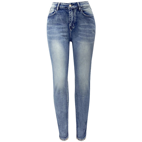 Presy | Damen Fit Denim-Hose mit Glitzer am hinteren Saum