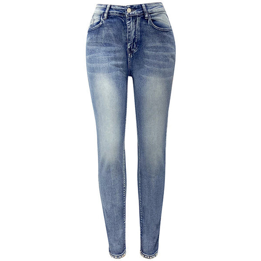 Presy | Damen Fit Denim-Hose mit Glitzer am hinteren Saum