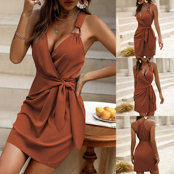 Lizet | Ärmelloses Wickelkleid mit Ring-Detail-Träger