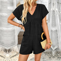 Loyce | Strukturierter Strampler mit V-Ausschnitt und Beuteltaschen