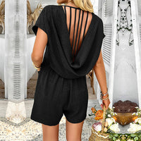 Loyce | Strukturierter Strampler mit V-Ausschnitt und Beuteltaschen