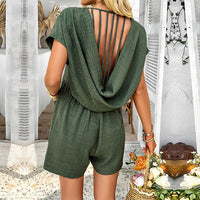 Loyce | Strukturierter Strampler mit V-Ausschnitt und Beuteltaschen