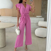 Kate™ | Schlichter Jumpsuit mit V-Ausschnitt und Rüschen