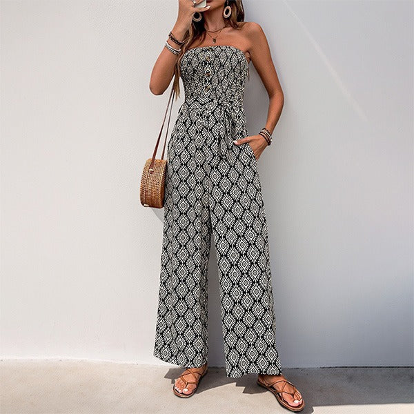 Vienna™ | Trägerloser böhmischer Jumpsuit mit Blumenmuster