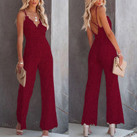 Junie | Jumpsuit mit floraler Spitze und weiten Beinen
