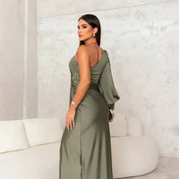 Avalon | Satin Maxikleid mit Schlitz