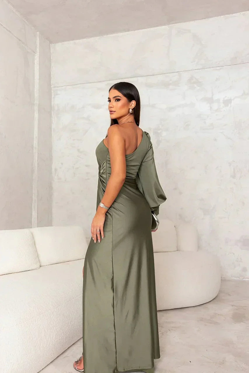 Avalon | Satin Maxikleid mit Schlitz