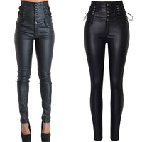 Page | Slim Fit Lederhose mit Schnürung am Bund