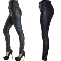 Page | Slim Fit Lederhose mit Schnürung am Bund