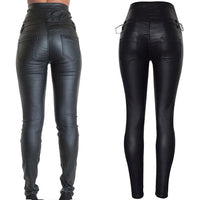 Page | Slim Fit Lederhose mit Schnürung am Bund