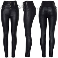 Page | Slim Fit Lederhose mit Schnürung am Bund