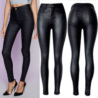 Raya | Slim Fit Stretch-Kunstlederhose mit mittlerer Taille