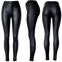 Raya | Slim Fit Stretch-Kunstlederhose mit mittlerer Taille