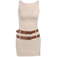 Kinah | Ärmelloses, tailliertes Minikleid mit zwei Schnallengürteln